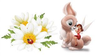 Cartoon bunny ladybug flower wings - beatrix potter free wallpaper
