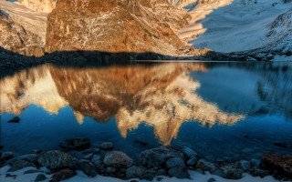 Mountain reflection snowy lake planet - reflection free wallpaper