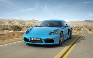 Blue sports car desert mountains 2 - a road in the desert free wallpaper