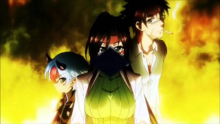 Anime couple fire background smoke - aya goda free wallpaper