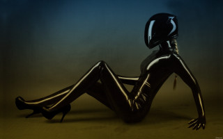 Afrofuturism cyberpunk latex woman blackbodysuit - allen jones free wallpaper
