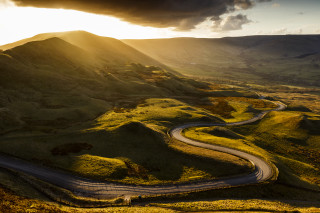 Winding road green valley mountain 3 - winding free wallpaper
