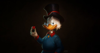 Cartoon duck top hat red - free 3d render wallpaper