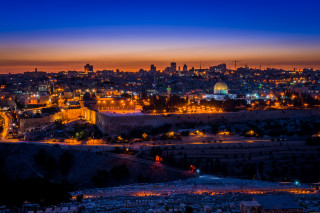 Dome rock city skyline night - bracha l. ettinger free wallpaper