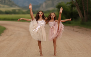 Two girls dresses posing beach - daphne mcclure free wallpaper