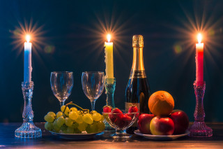 Romantic stilllife fruit wine candle - a still life free wallpaper
