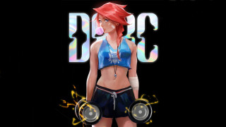 Girl blue top speakers disco - art station free wallpaper