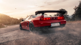 Red car hood open dirt - overhead free wallpaper