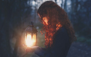 Woman lantern forest night radiant - radiant free wallpaper