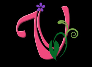 Pink green letter flower leaf - a green leaf free wallpaper