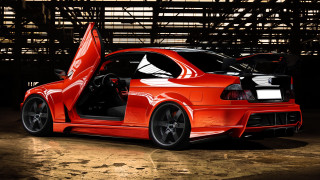 Red car open door garage - its door free wallpaper