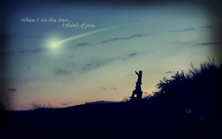 Person hill sky quote stars - same free wallpaper