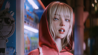 Woman hoodie store blurry blonde - a toothbrush free wallpaper