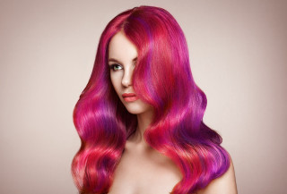 Pink haired woman gradient vivid - rich vivid color free wallpaper