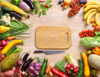 Cuttingboard fruits vegetables professional food - cutting free wallpaper