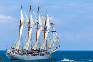 Sail boat ocean background foreground - american romanticism free wallpaper
