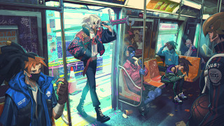 Subway cyberpunk group microphone bandages - a person holding free wallpaper