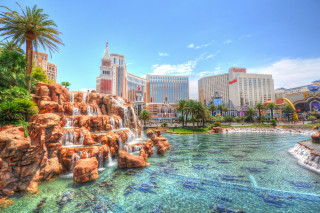 Waterfall city park fountain architecture - free other wallpaper