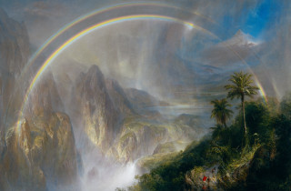 Rainbow mountain waterfall forest cliff 2 - a cliff free wallpaper for desktop