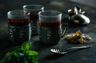 Tea cups mint qajar still - qajar art free wallpaper