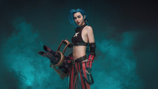Blue hair topless woman metal - cosplay free wallpaper