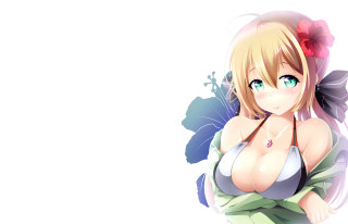 Evelyn blonde hibiscus flower bikini - big free wallpaper for desktop