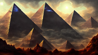 Pyramids clouds sunlight fantasy matte - christophe vacher free wallpaper