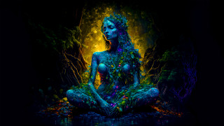 Woman lotus pose flower water - the water free wallpaper