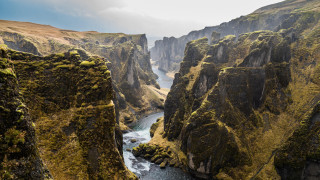 River mountains bridge moss cloudy - free landscape wallpaper