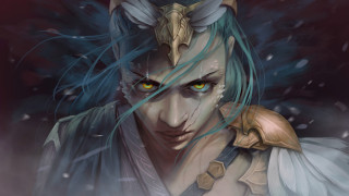 Blue haired horned man white - blue hair free wallpaper