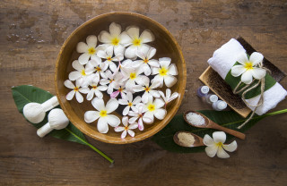 Bowl flowers spoon towel product - anne rigney free wallpaper