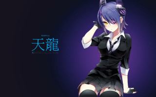 Tenryuu purple haired cat eared - official art free wallpaper for desktop