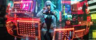 Futuristic city neon cyberpunk woman - neon free wallpaper
