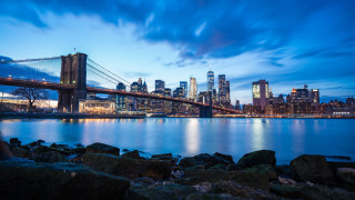 City skyline bridge lake night - a bridge and a body of water free wallpaper