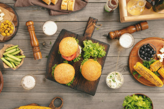 Food tray burger fruit moon - other food free wallpaper