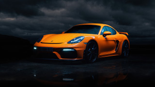 Yellow sports car dark sky - a dark sky in the background free wallpaper