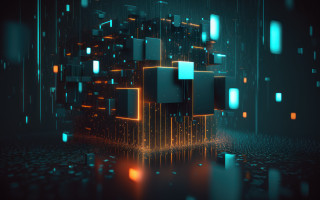 3D cube glowing lights cityscape - cinema 4 d free wallpaper