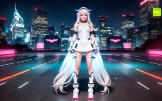 City night neon cyberpunk portrait - neon free wallpaper