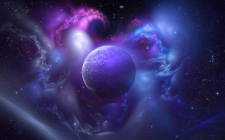 Purple blue space planet swirl - chris labrooy free wallpaper