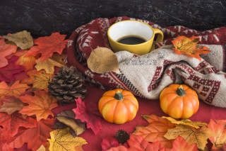 Coffee leaves scarf pinecone autumn - a pine cone free wallpaper