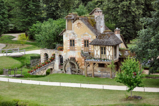 House waterwheel woods path medieval - camille bombois free wallpaper