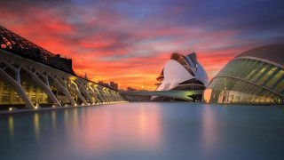 Large building water sunset modernism - modernism free wallpaper