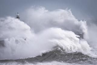 Lighthouse wave ocean cloudy stormy - in the ocean free wallpaper