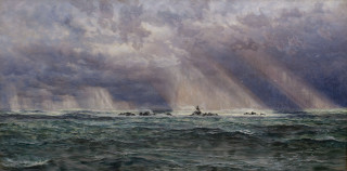 Stormy sea boat rainbow hudson - the water below free wallpaper