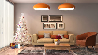 Livingroom christmastree coffeetable vase couch - diffuse free wallpaper