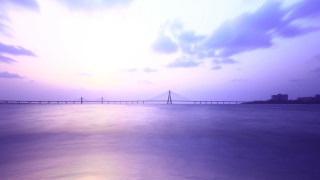 Bridge sunset water purple sky - bholekar srihari free wallpaper