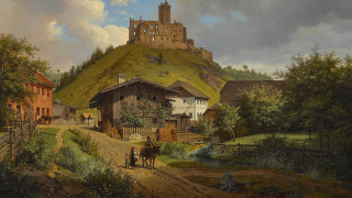 Village horse carriage castle 1860 2 - a castle free wallpaper