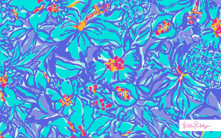 Blue red flower pattern white - a silk screen free wallpaper
