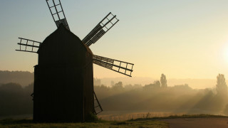 Windmill sunset field trees hills - antoine ignace melling free wallpaper