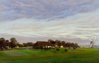 Farm windmill house field american - american scene painting free wallpaper